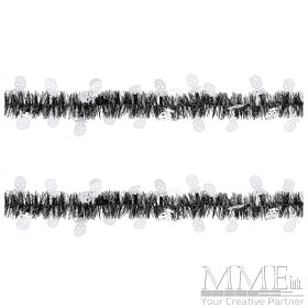 Black Tinsel Garland with Skull Cutouts